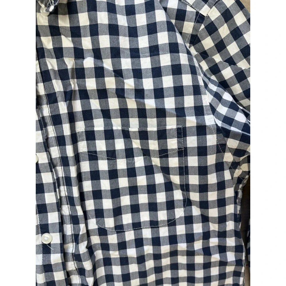 J. J Crew blue white gingham plaid long sleeves button Down Men shirt S